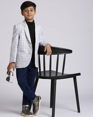full sleeves solid elegance blazer - grey 5