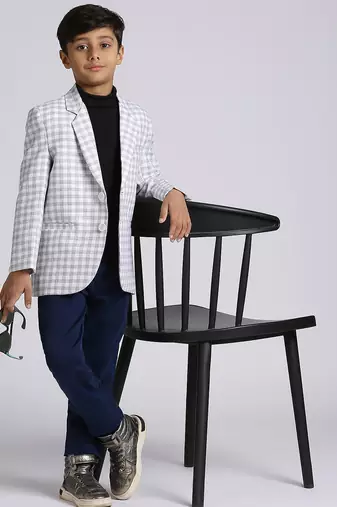 full sleeves solid elegance blazer - grey