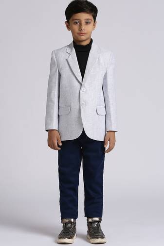 full sleeves solid elegance blazer - grey