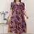 plus size floral print puff sleeve pure cotton fit flare magenta butterfly maxi dress