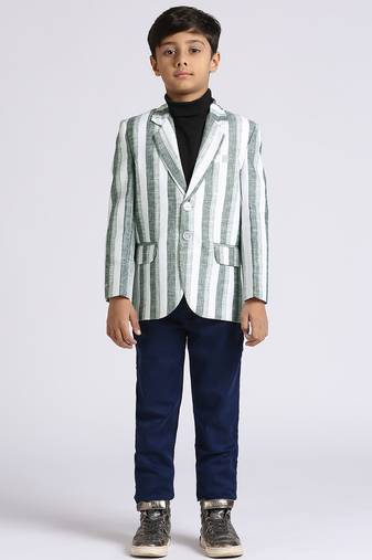 full sleeves solid elegance blazer - green