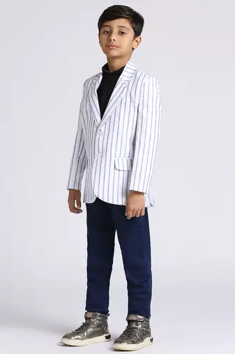 full sleeves solid elegance blazer - blue