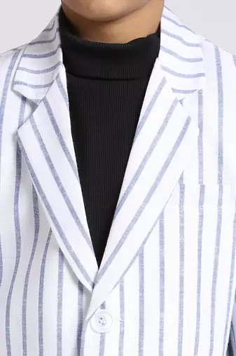 full sleeves solid elegance blazer - blue