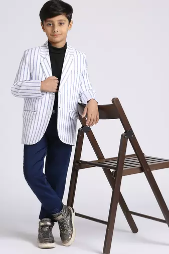 full sleeves solid elegance blazer - blue