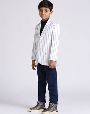 full sleeves solid elegance blazer - white 3