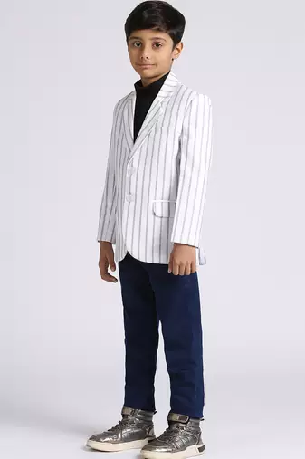 full sleeves solid elegance blazer - white