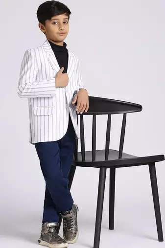 full sleeves solid elegance blazer - white