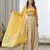 Yellow floral printed Satin Lehenga