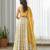Yellow floral printed Satin Lehenga
