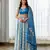 Blue floral printed Satin Lehenga