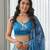 Blue floral printed Satin Lehenga