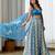 Blue floral printed Satin Lehenga