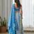 Blue floral printed Satin Lehenga