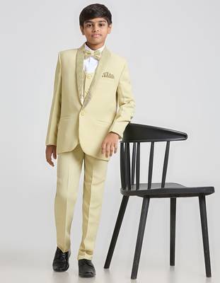 suit set full sleeves blazer, shirt, pant and waist coat with bow tie - pista green 1