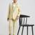 suit set full sleeves blazer, shirt, pant and waist coat with bow tie - pista green