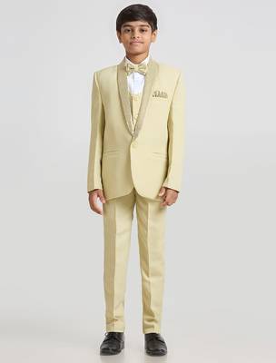 suit set full sleeves blazer, shirt, pant and waist coat with bow tie - pista green 2