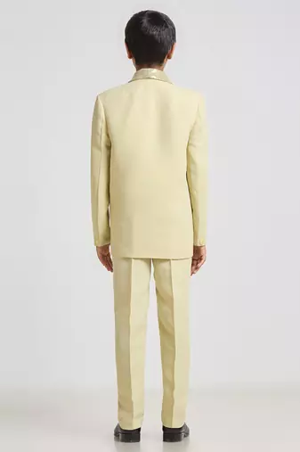 suit set full sleeves blazer, shirt, pant and waist coat with bow tie - pista green