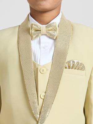 suit set full sleeves blazer, shirt, pant and waist coat with bow tie - pista green 5