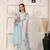 Elegant sea blue chanderi suit set with organza dupatta