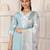 Elegant sea blue chanderi suit set with organza dupatta