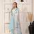 Elegant sea blue chanderi suit set with organza dupatta