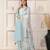 Elegant sea blue chanderi suit set with organza dupatta