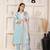 Elegant sea blue chanderi suit set with organza dupatta