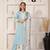 Elegant sea blue chanderi suit set with organza dupatta