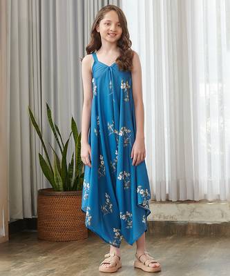 Blue printed cotton jumpsuit 1