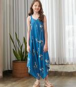 Blue printed cotton jumpsuit