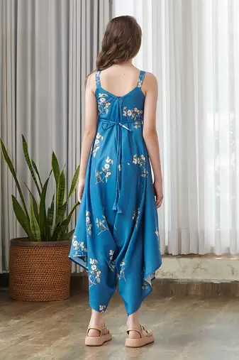 Blue printed cotton jumpsuit