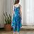 Blue printed cotton jumpsuit