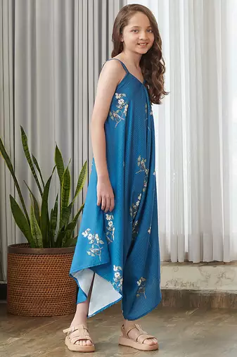 Blue printed cotton jumpsuit