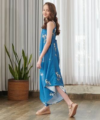 Blue printed cotton jumpsuit 4