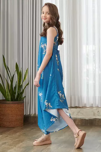 Blue printed cotton jumpsuit
