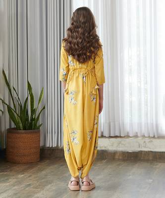 Yellow printed cotton jumpsuit 2