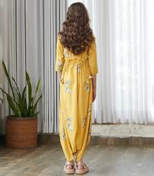 Yellow printed cotton jumpsuit
