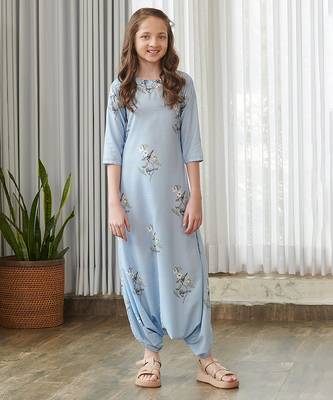 Blue printed cotton jumpsuit 1