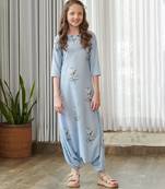 Blue printed cotton jumpsuit