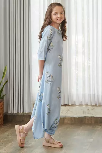 Blue printed cotton jumpsuit