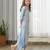 Blue printed cotton jumpsuit