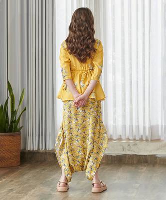 Yellow printed cotton co ord set 2