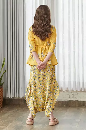 Yellow printed cotton co ord set