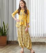 Yellow printed cotton co ord set