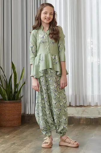 Green printed cotton co ord set