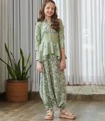 Green printed cotton co ord set