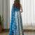 Blue printed satin lehenga