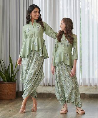 Green printed cotton co ord set 2