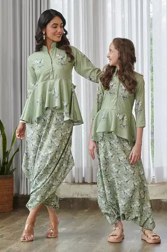 Green printed cotton co ord set