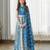 Blue printed satin lehenga